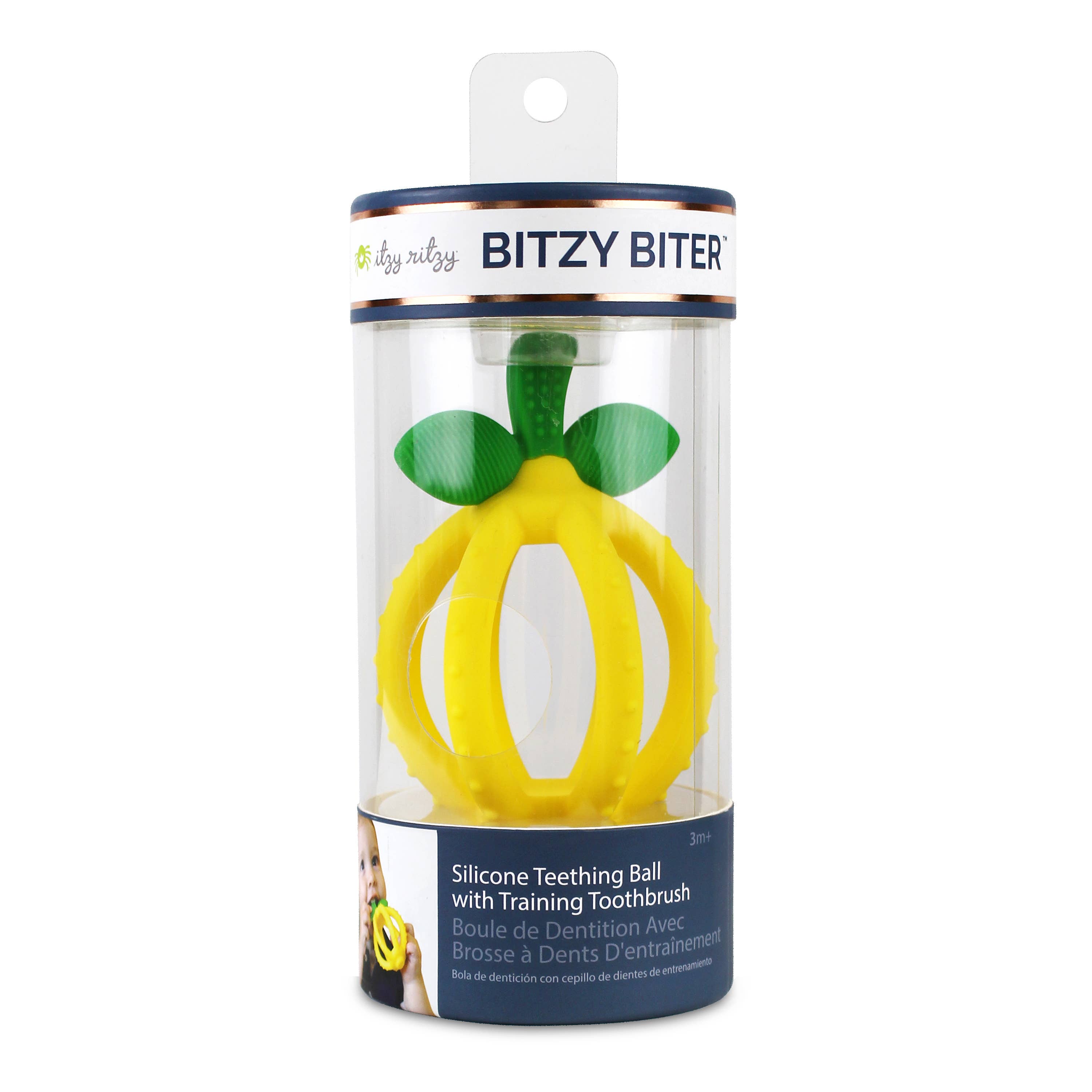 Bitzy Biter™ Teething Ball - Soft Pink Lemonade Silicone Baby Teether Toy for Soothing Sore Gums | Safe & BPA-Free for Infants 3+ Months | Perfect for Home, Travel & Daycare Use