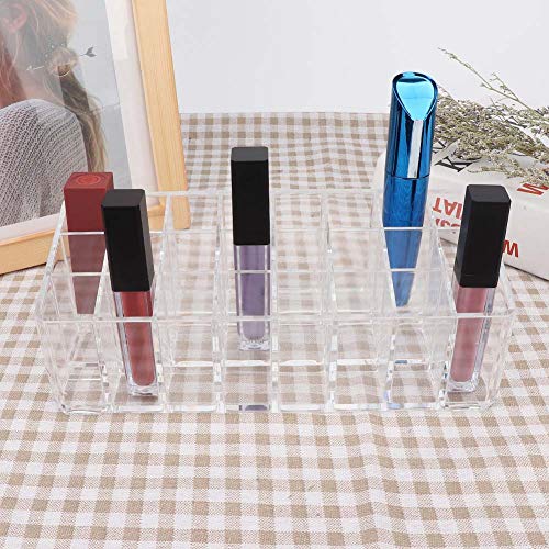 24 Grid Clear Lipstick Organizer - Thickened Makeup Storage Case for Lip Gloss & Glaze - Perfect for Vanity, Travel & Bathroom Organization