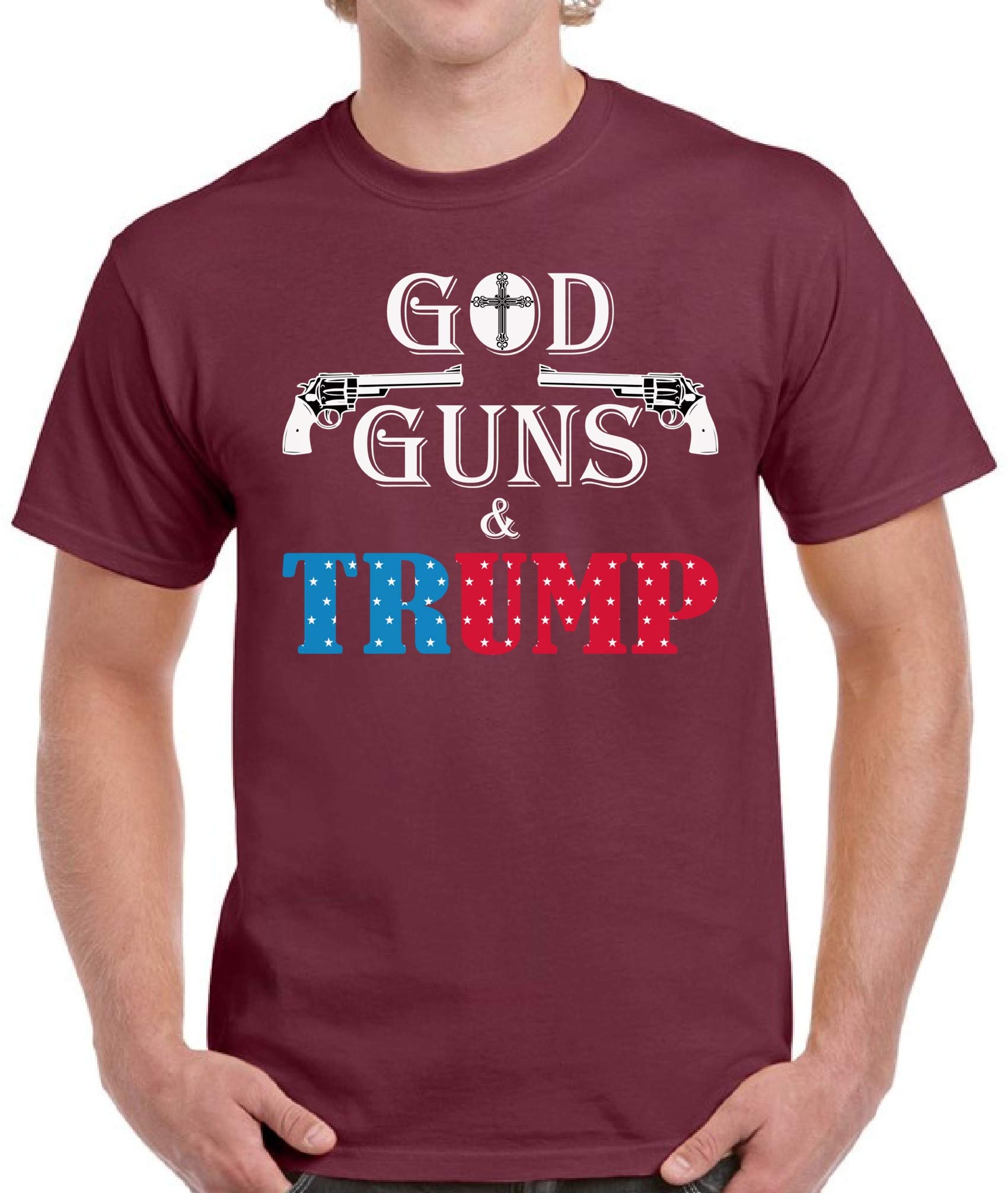 Trump T-Shirt for Men - Patriotic God and Guns Design | American Flag Political Tee for Conservatives, Rally & Casual Wear