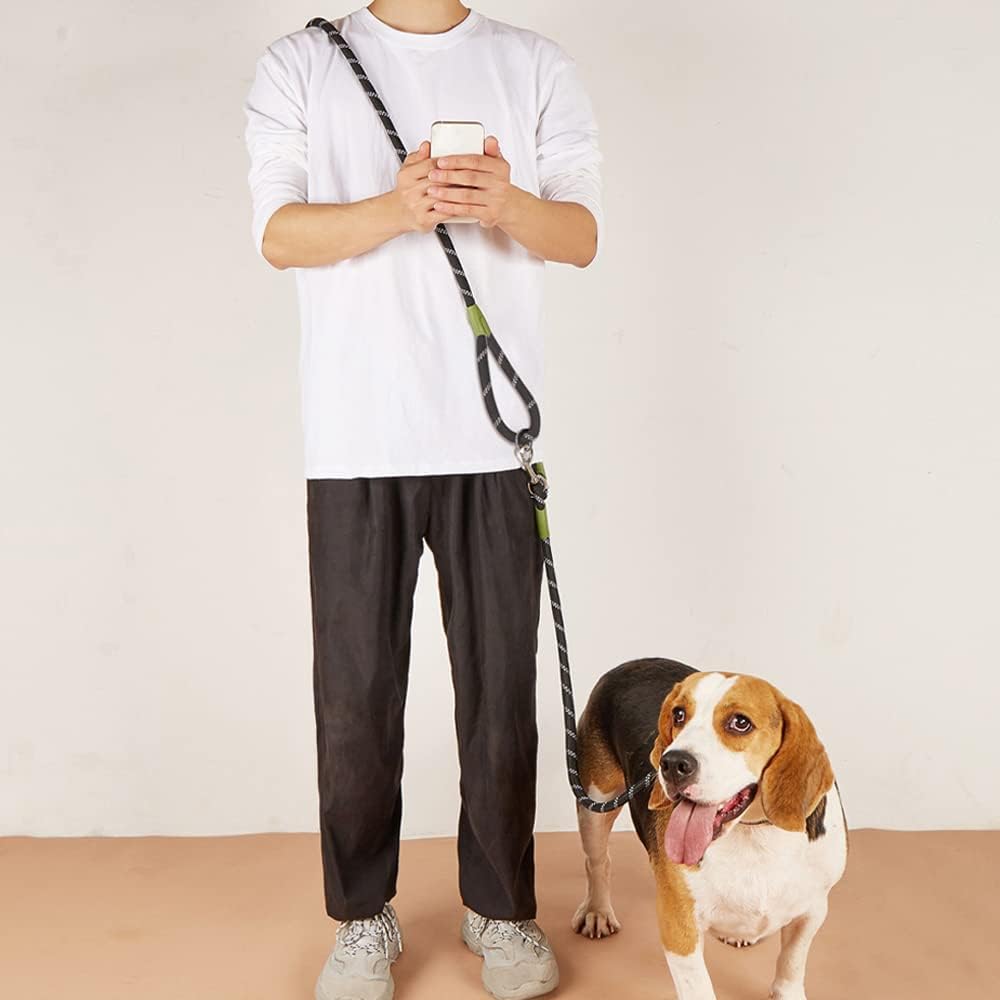 Hands Free Dog Leash for 2 Dogs - Adjustable Waist & Crossbody Rope Leash with Slip Lead, Reflective Nylon Heavy Duty Leash for Medium & Large Dogs - Perfect for Hiking, Running & Outdoor Adventures (Black)
