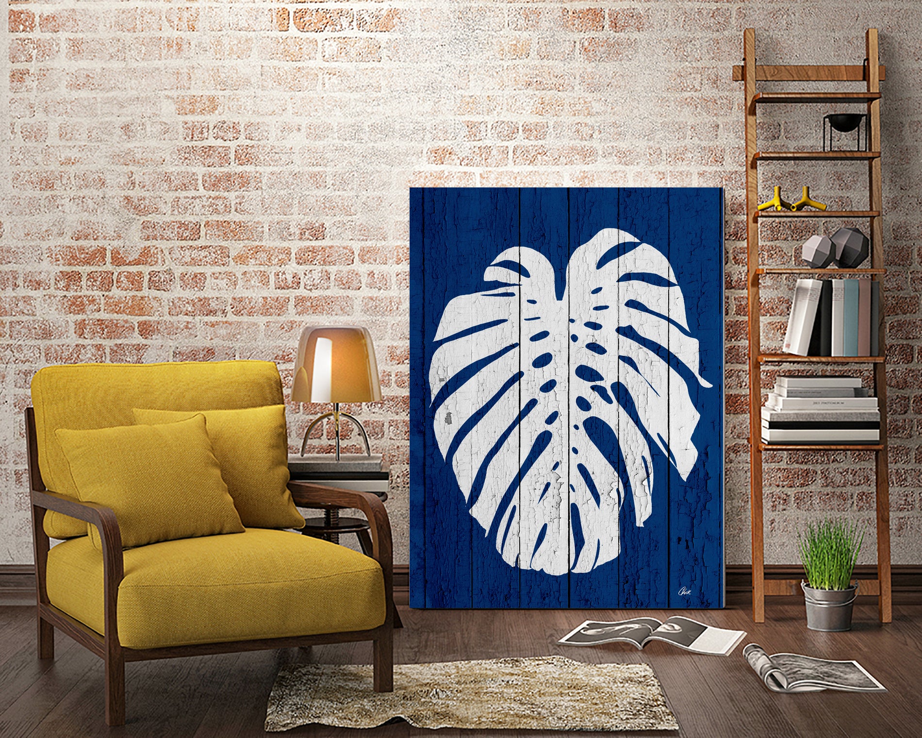 Premium Blue Nature Dark Blue Palm Print Fabric - Soft & Durable Material for Home Decor, Upholstery, and DIY Craft Projects