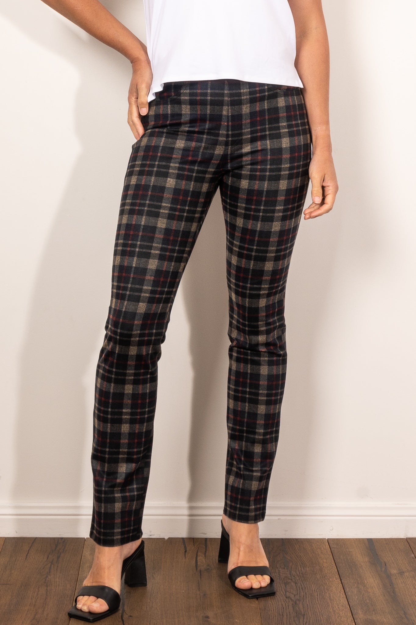 Vassalli Hyde Slim Leg Ponti Pants for Women - High Waisted Stretch Ponte Pants for Work, Office & Business Casual Wear