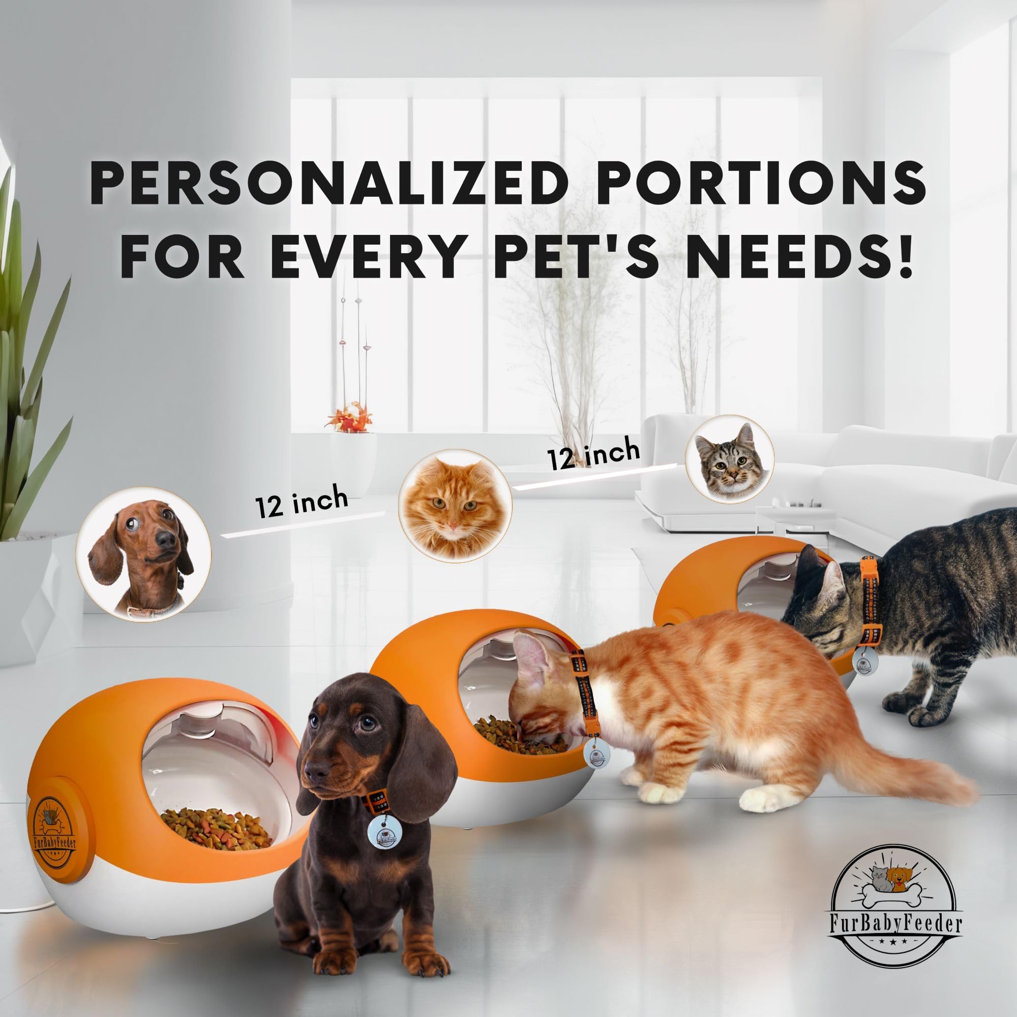 Automatic Cat Feeder with Smart RFID & Collar Sensor - Wet/Dry Food Dispenser for Multiple Pets - LCD Display & Locking Doors - Perfect for Home, Office, or Travel Use