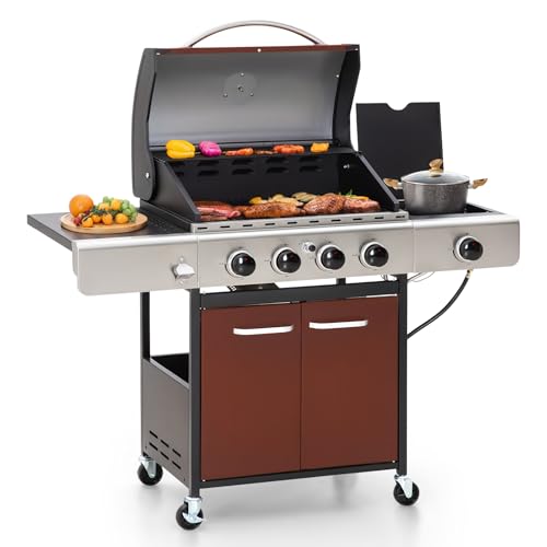 4 Burners,Dark Red