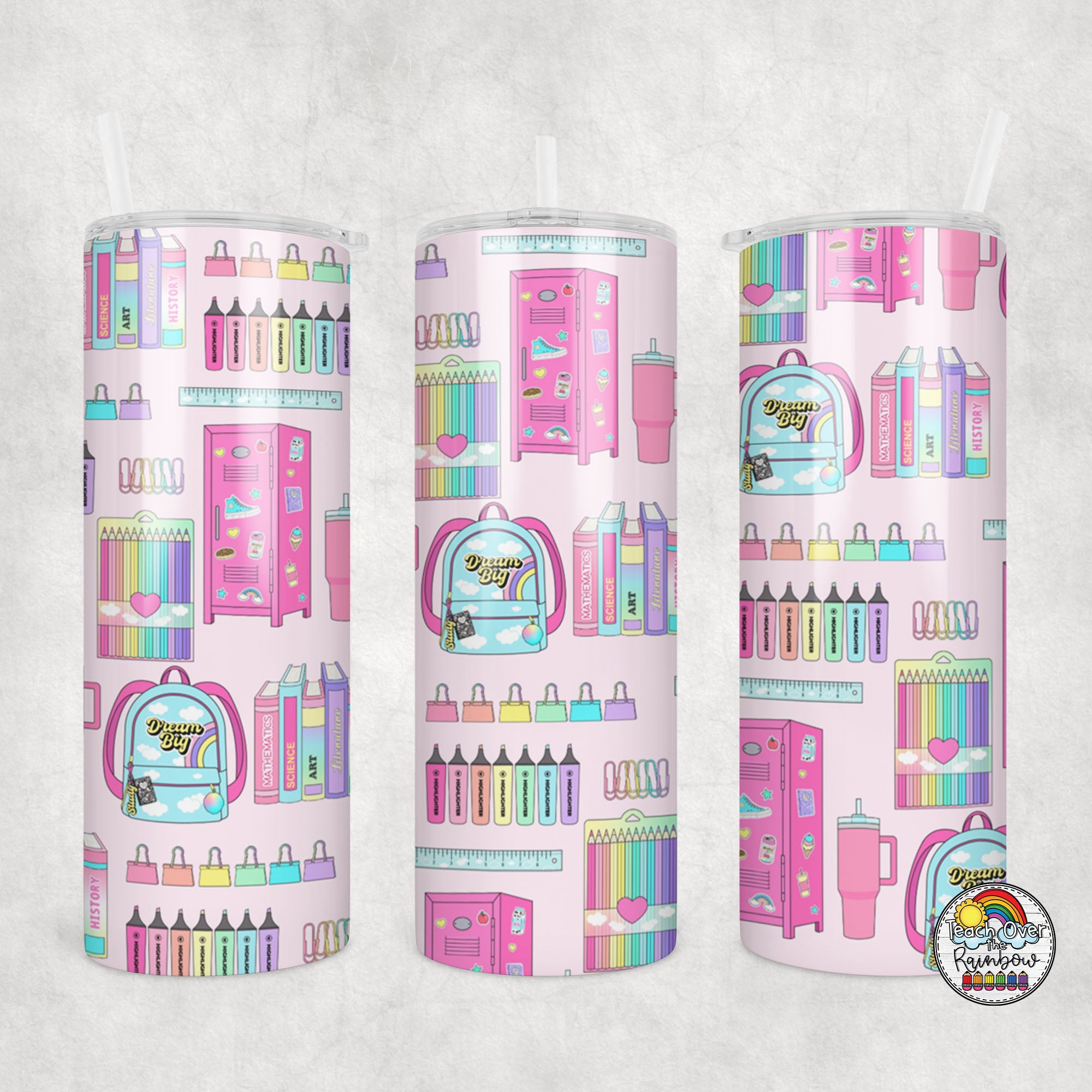 Pink Insulated Tumbler for School - 20oz Stainless Steel Water Bottle with Straw & Lid - Perfect for Students, Teachers & Back to School Supplies