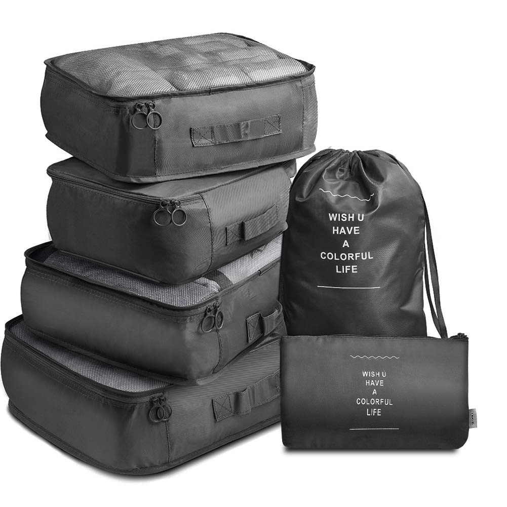 VAGREEZ Lightweight Travel Packing Cubes Set - 4-Piece Luggage Organizer Bags for Carry-On Suitcases (Black) | Perfect for Business Trips, Vacations & Weekend Getaways