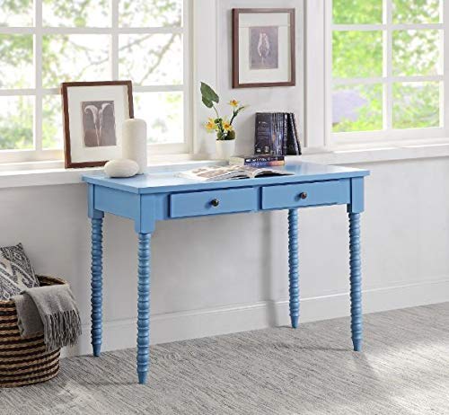 Moselota Blue Writing Desk with Drawers - Modern Home Office Desk for Small Spaces, Study & Workstation - Perfect for Students, Professionals & Remote Workers