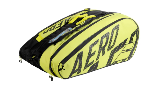 Babolat RH X12 Pure Aero Tennis Bag [Black/Yellow] - Premium Tennis Gear for Players & Coaches - Perfect for Tournaments & Practice Sessions
