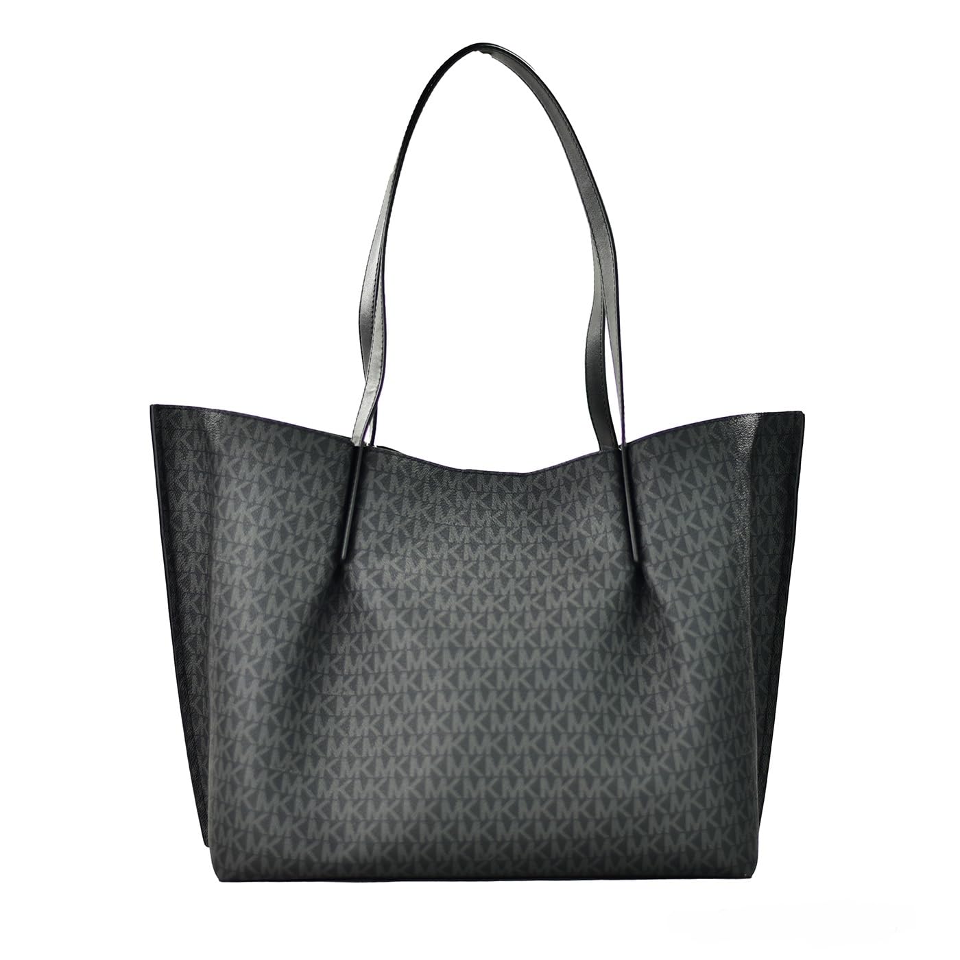 Michael Kors Emilia Large Tote Shoulder Bag for Women - Black Signature Logo Leather Handbag - Perfect for Work, Travel & Everyday Use