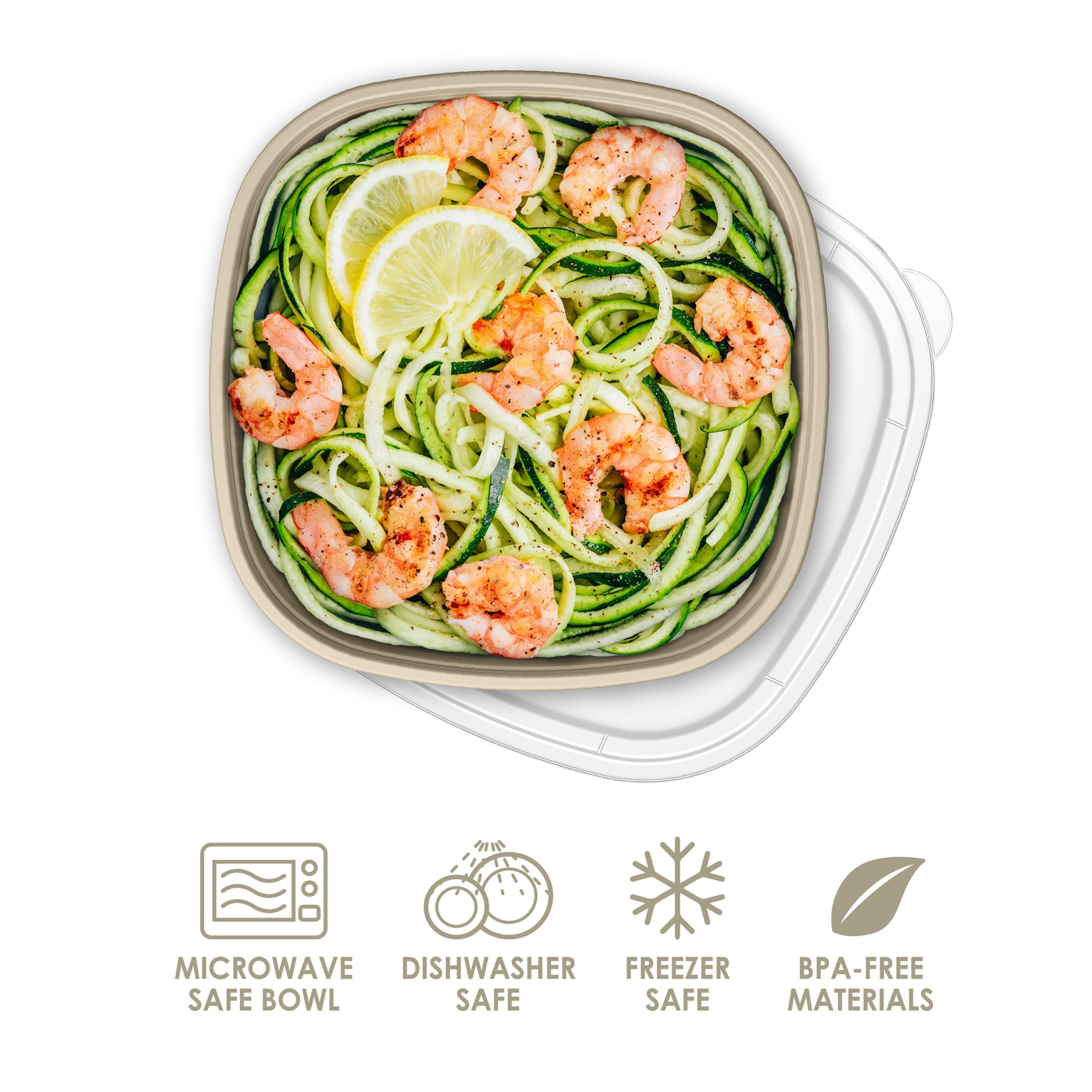 Bentgo Prep - 10-Pack Reusable 1-Compartment Meal Prep Bowls with Custom Fit Lids - BPA-Free, Microwave, Freezer & Dishwasher Safe Food Storage Containers - Ideal for Meal Prepping, Leftovers & Office Lunches (Champagne)