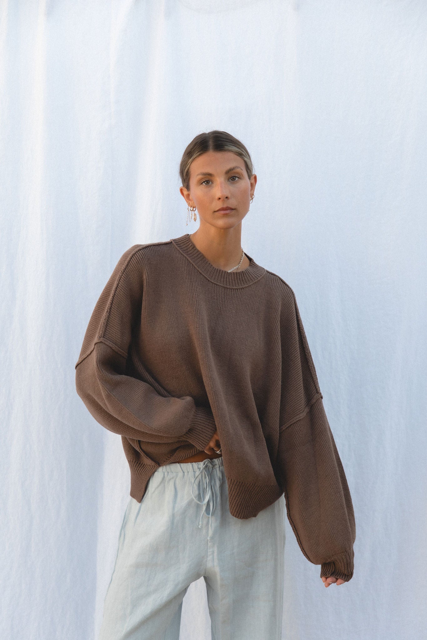 Chloé Oversized Knit Sweater for Women | Soft Chunky Cable Knit Pullover | Winter Warm Casual Wear | Perfect for Holiday Parties & Cozy Nights