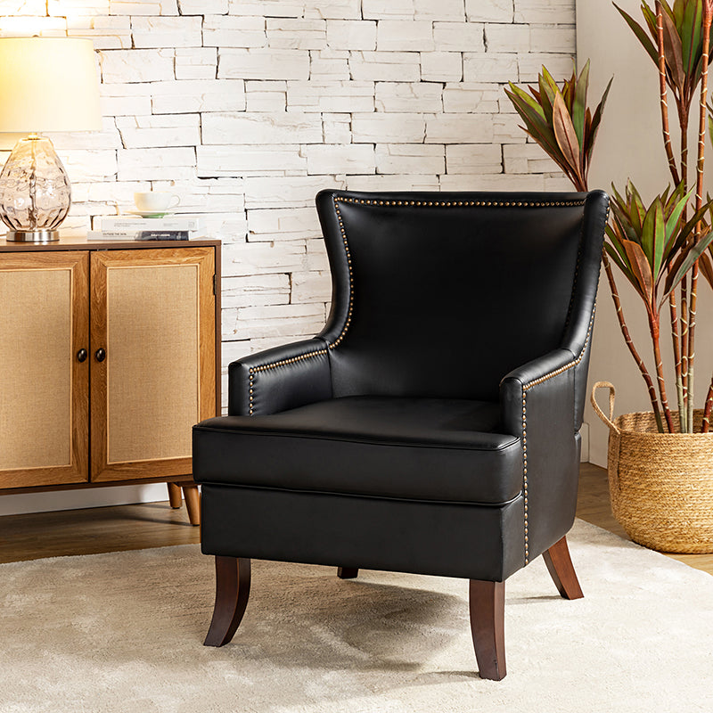 Mid Century Modern Vegan Leather Accent Armchair - Aurelia Stylish Lounge Chair for Living Room, Office & Reading Nook