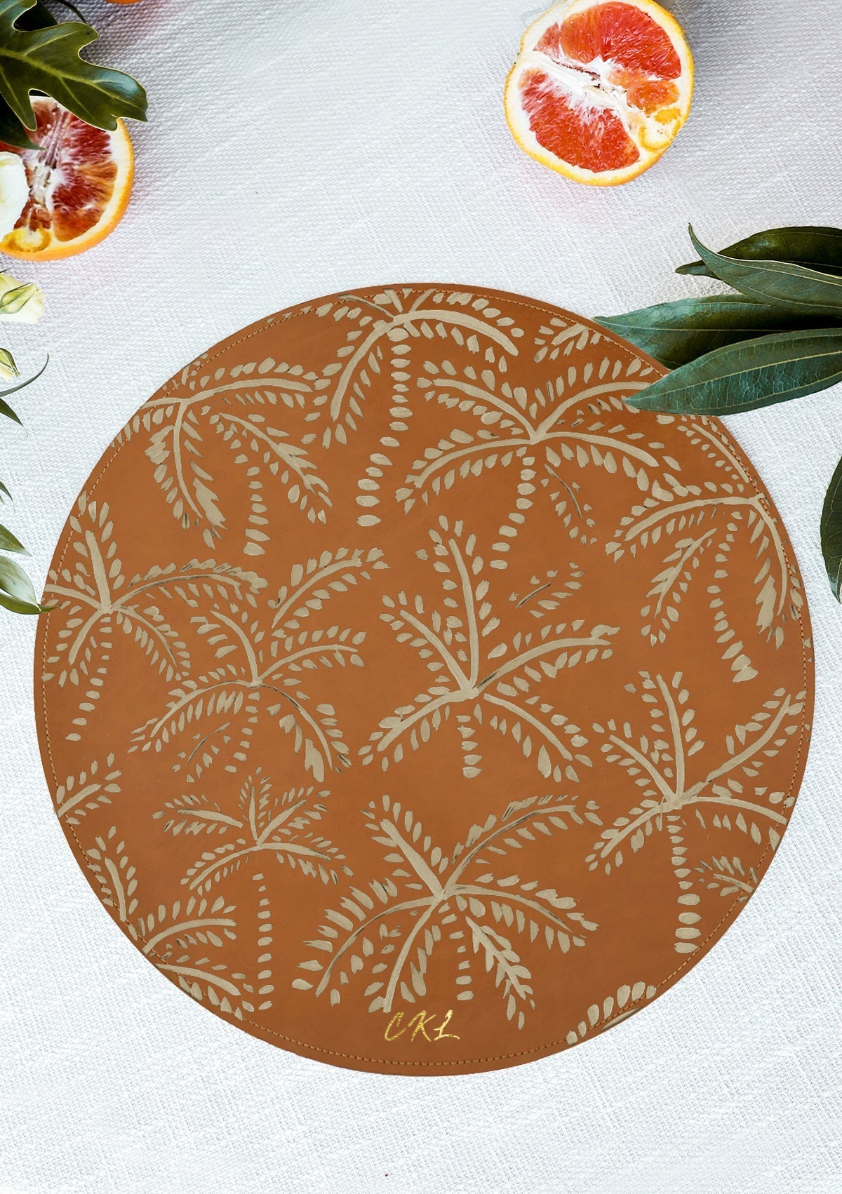 Abstract Palm Leaf Placemats Set of 2 - Tropical Table Decor for Dining Room, Kitchen, and Outdoor Entertaining