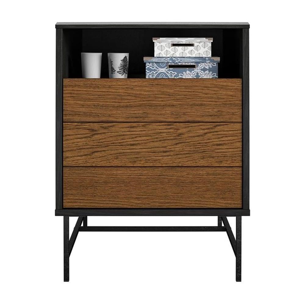 Ameriwood Home Reznor End Table - Black Oak Finish, Small Side Table for Living Room, Bedroom, or Office - Modern Nightstand with Sturdy Wood Construction