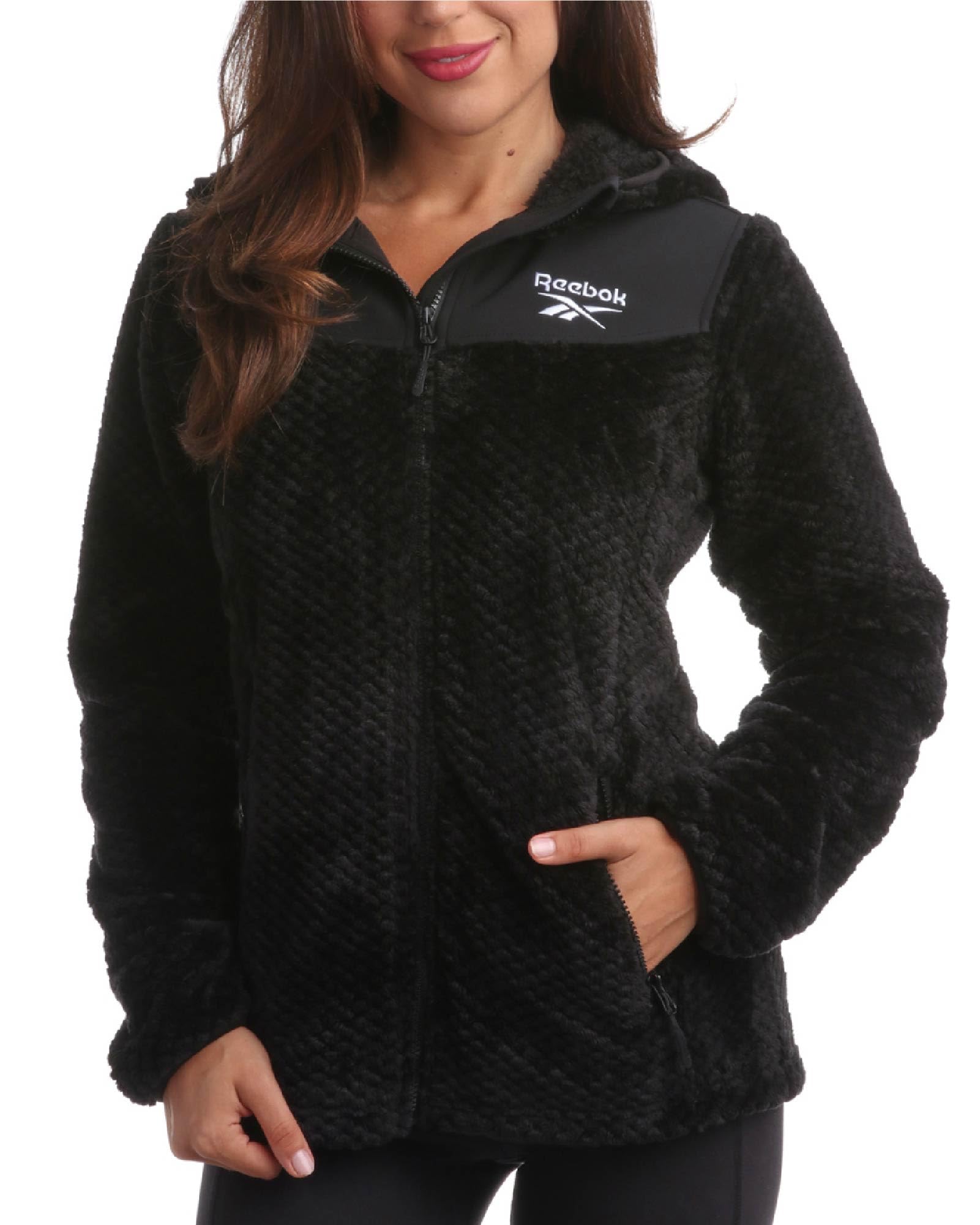 Reebok Women's Fleece Zip-Up Hooded Jacket - Warm Insulated Winter Coat for Snow & Cold Weather - Cozy Fleece Outerwear for Running, Hiking & Daily Wear (S-XL)