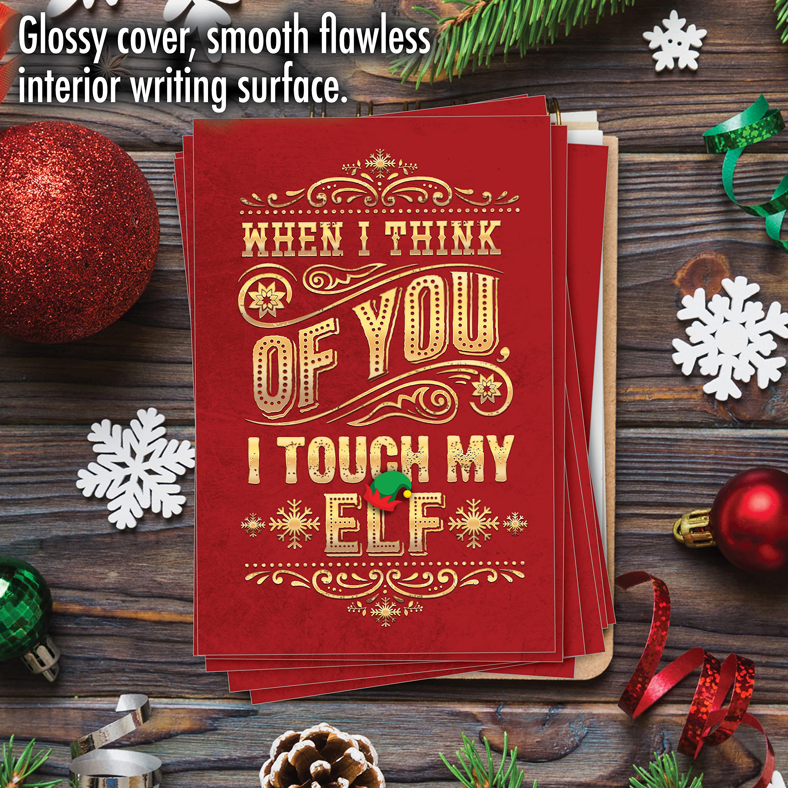 12 Funny Christmas Greeting Cards for Adults - Rude Holiday Humor Boxed Set with Envelopes (1 Design, 12 Cards) - Perfect for Office Parties, White Elephant Gifts & Naughty Holiday Greetings