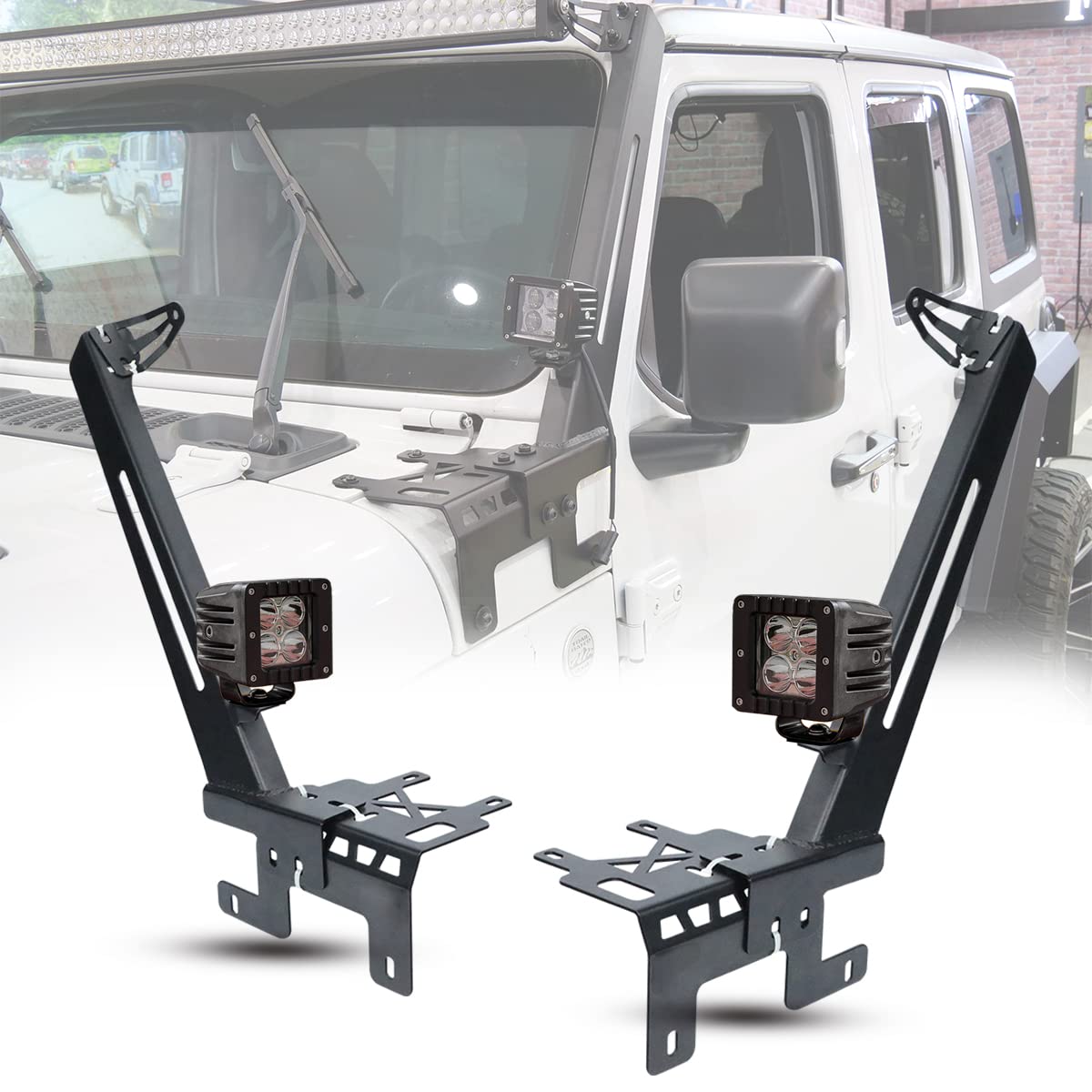 Jeep Wrangler JL JLU Unlimited & Gladiator JT LED Light Bar Mounting Brackets (2018-2025) - 50-52