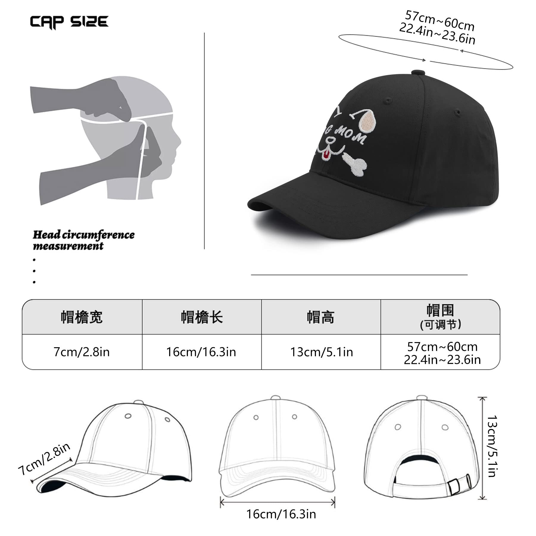 Dog Mom Baseball Hat - Adjustable Embroidered Cap for Women, Dog Lovers Gift Idea - Perfect Birthday Present for Friends & Grandma - Great for Walks, Dog Parks & Outdoor Activities