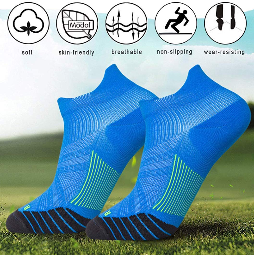 LifeWheel Compression Running Socks - Low Cut Breathable Athletic Socks for Men & Women - Cushioned Sports Tab Socks for Running, Hiking & Workout - Enhanced Performance & Comfort