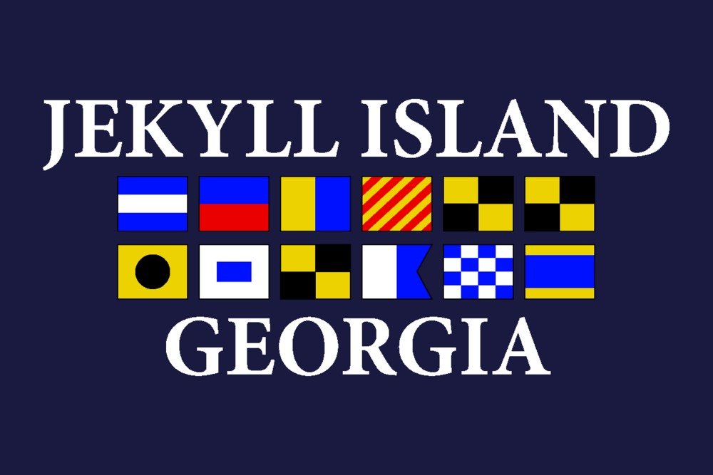 Jekyll Island Georgia Nautical Flags Wall Art - 36x54 Giclee Gallery Print, Coastal Travel Poster for Beach House Decor & Nautical Themed Rooms