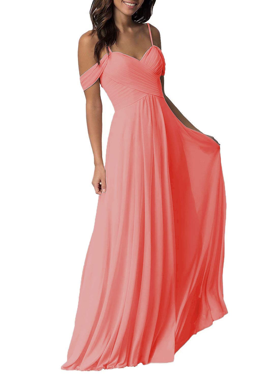 Elegant Chiffon Bridesmaid Dresses 2024 - Long Off The Shoulder Formal Gown for Women | Perfect for Weddings, Proms & Special Occasions