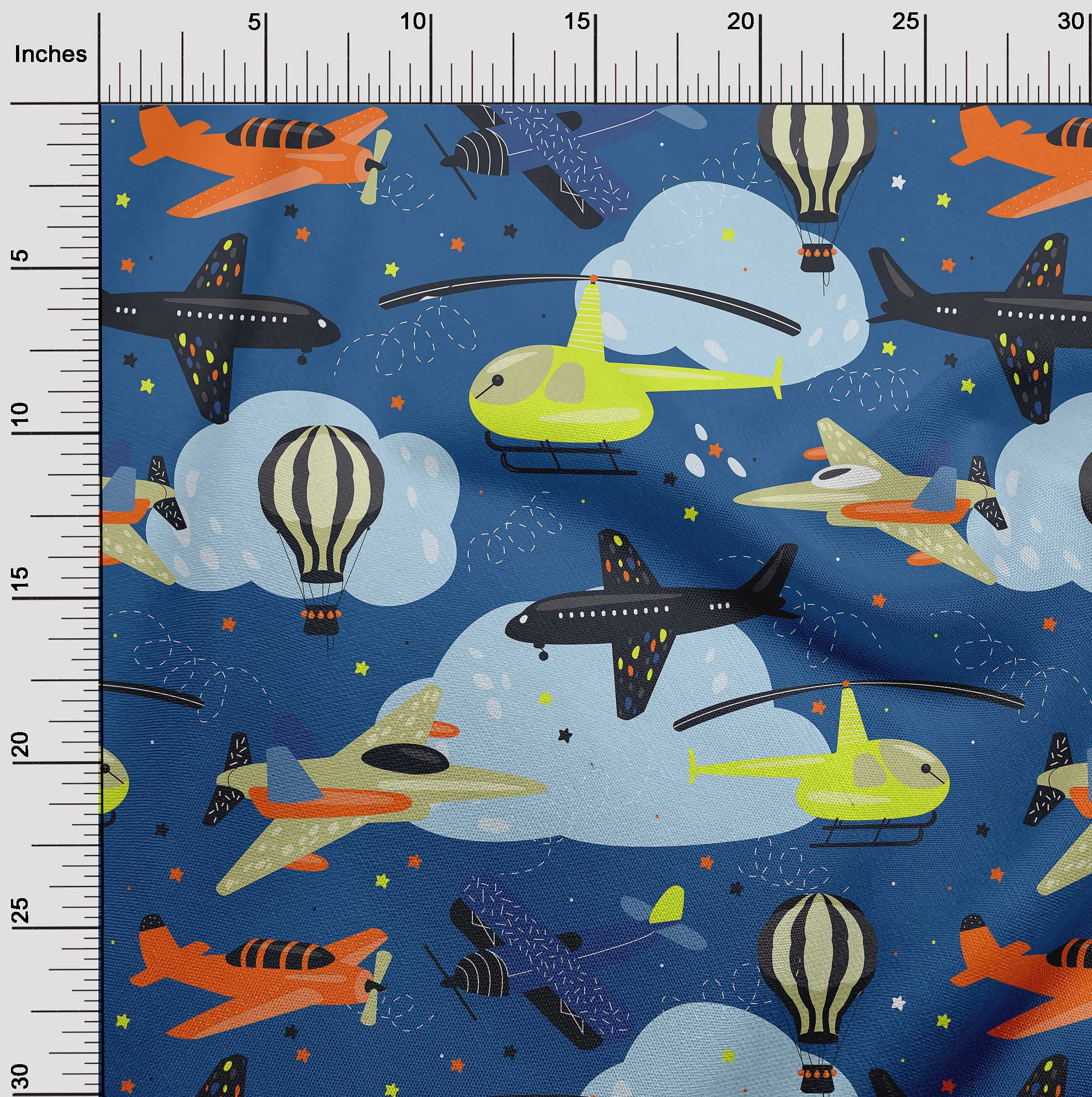 Velvet Blue Airplane Print Fabric by The Yard - 58 Inch Wide Soft Sewing Material for DIY Kids Clothing, Nursery Decor & Craft Projects | Perfect for Quilting, Dressmaking & Home Decor