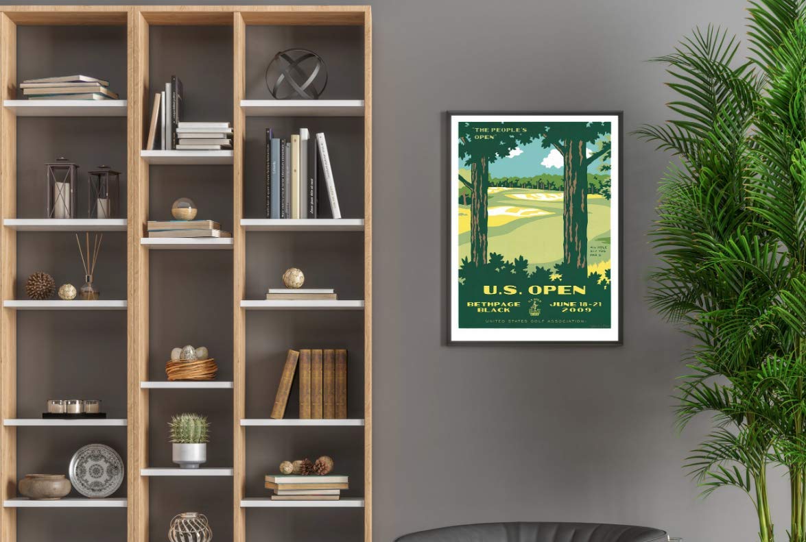Lee Wybranski Official Golf Art - 2009 U.S. Open Championship at Bethpage Black - 20x30 Inch Wrapped Canvas Print - Perfect Golf Gift for Men - Home Office Decor & Man Cave Wall Art