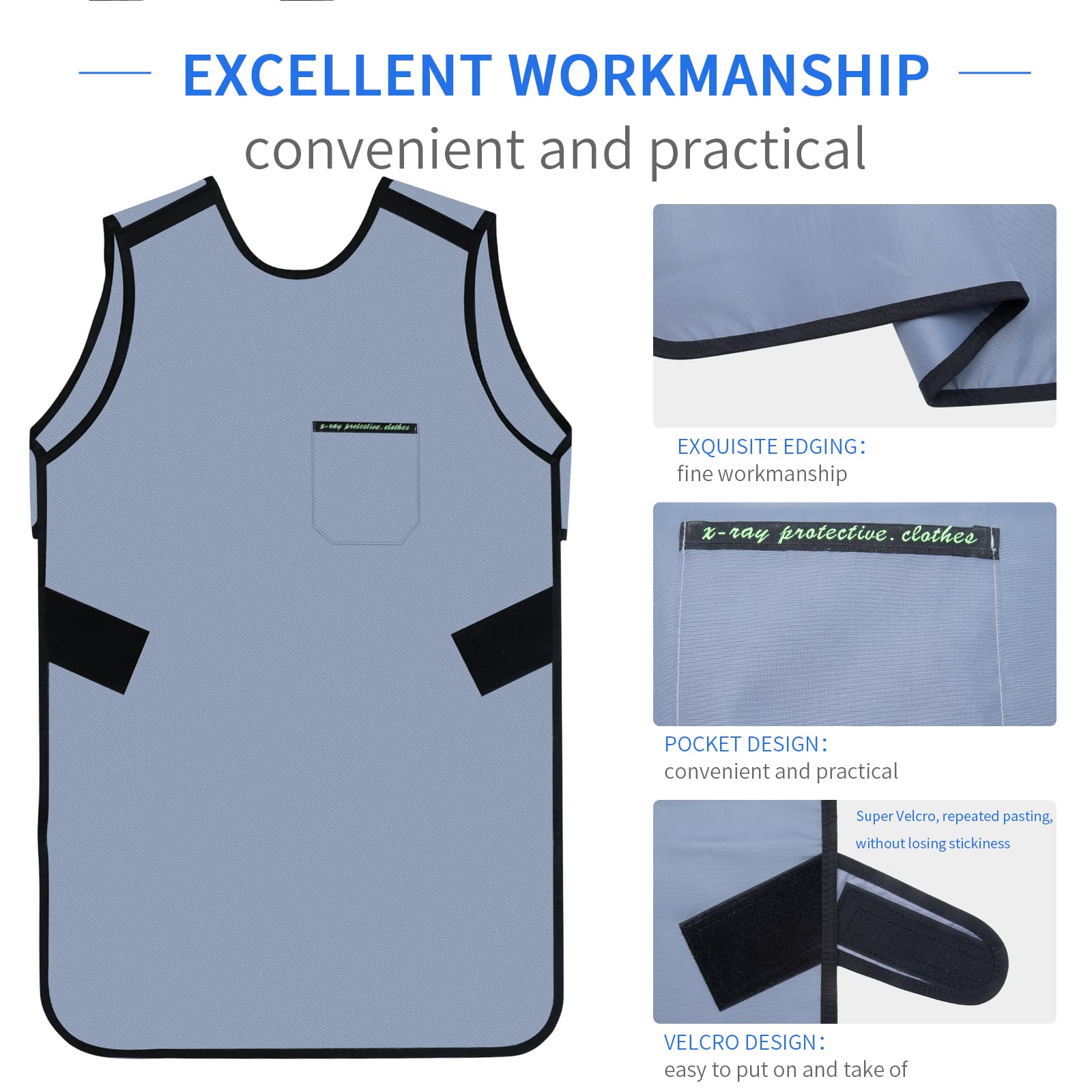 ANNWAH 0.5mmPb X-ray Protective Lead Apron with Thyroid Collar - Lightweight Radiation Shield for Dentists, Hospitals, Labs & Nursing Homes | Ideal for Medical Imaging, Radiology & Dental X-ray Procedures