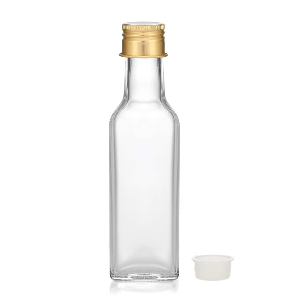 5-Piece 100ML Glass Bottles with Golden Cap & Plug - Leak Proof Essential Oil, Shampoo & DIY Cosmetic Containers for Home, Travel & Gifting