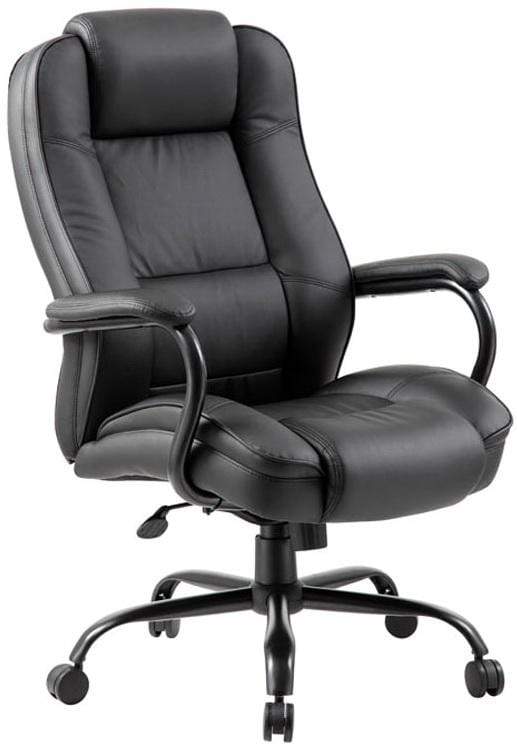 Premium Boss LeatherPlus Heavy Duty Executive Office Chair [B992 BK] - Ergonomic Support for Long Hours, Home & Office Workspace