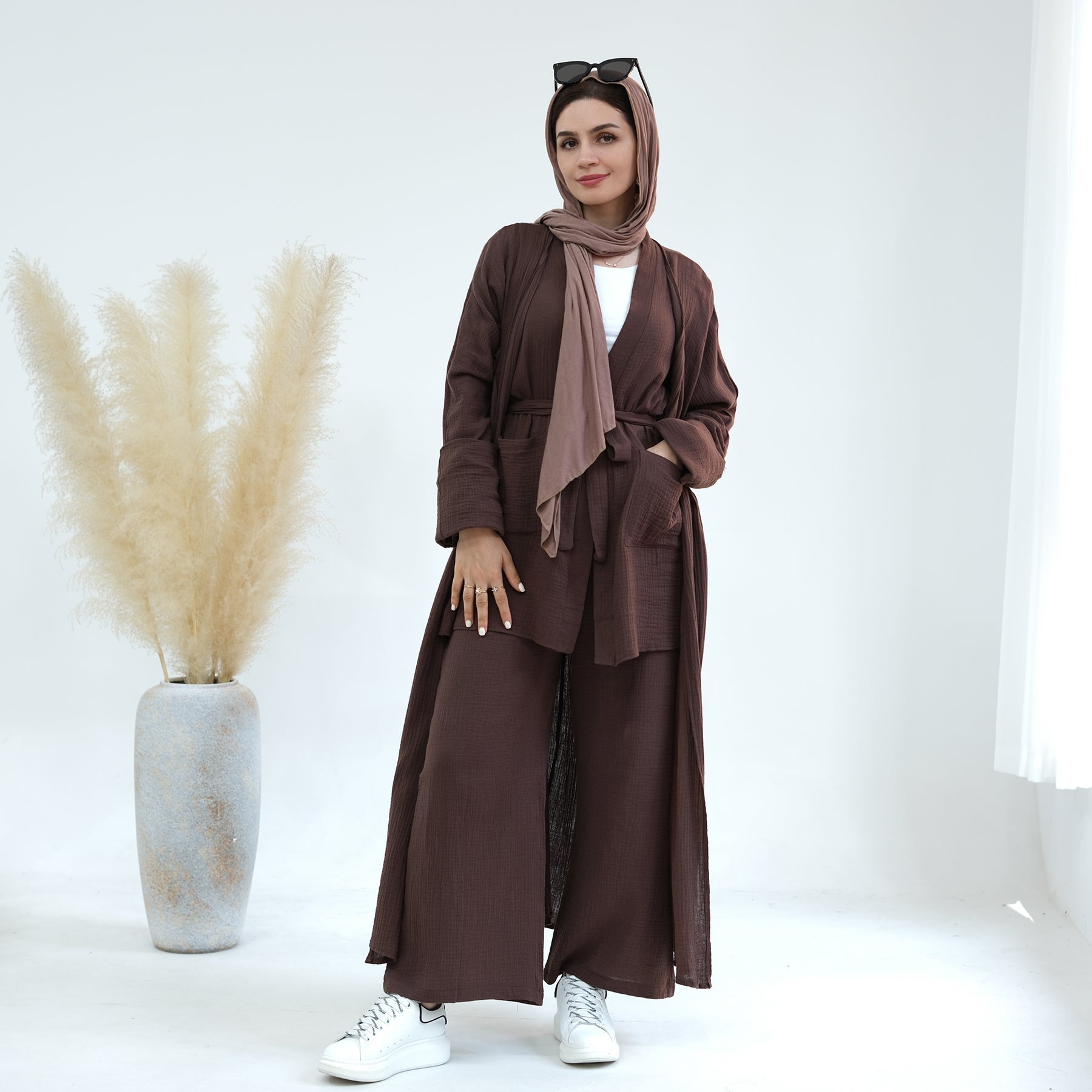 Soft Cotton Waffle 4-Piece Lounge Set for Women - Comfortable Homewear & Sleepwear - Perfect for Relaxing, Lounging, and Coffee Time at Home