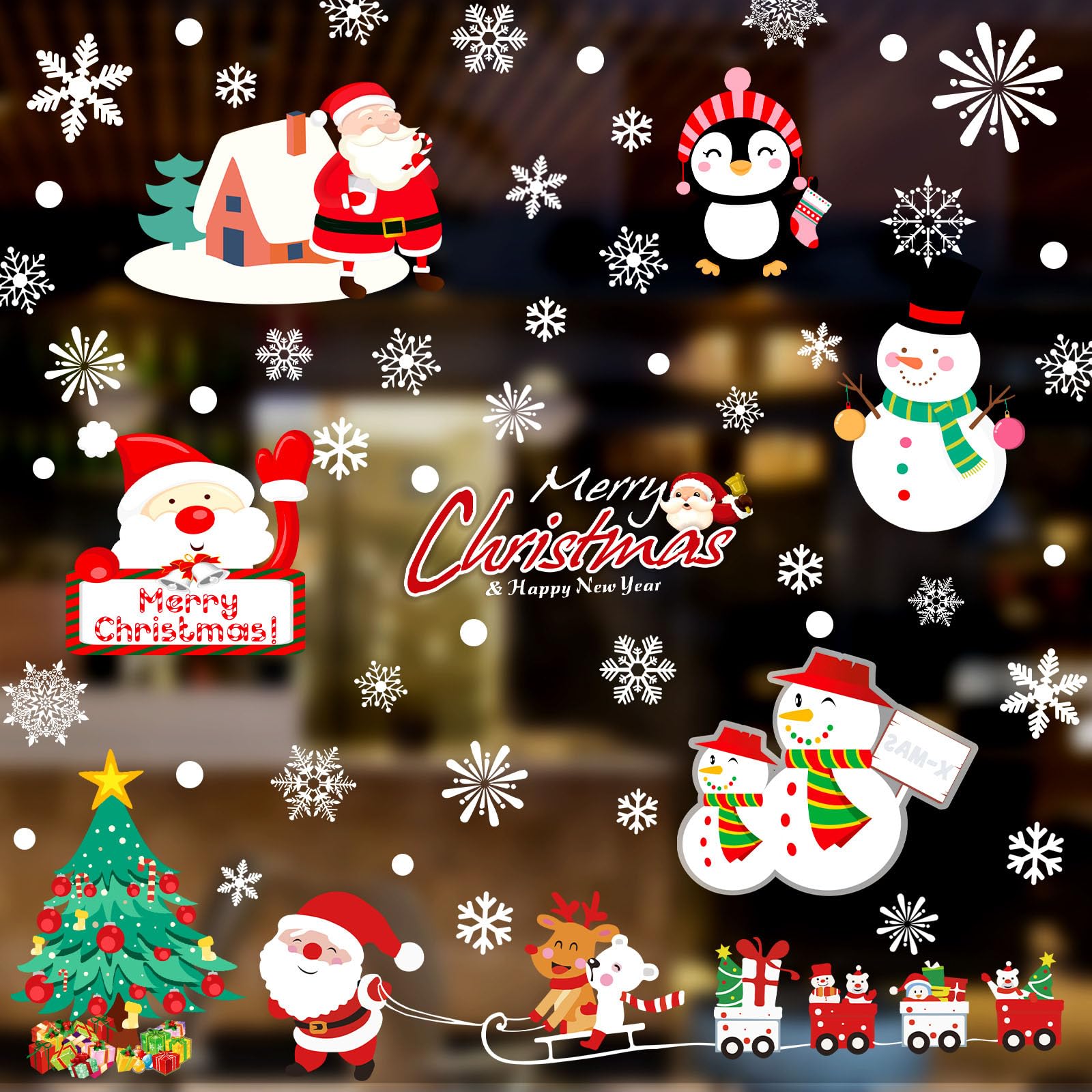 195 PCS Snowflake Christmas Window Clings - Holiday Decorative Stickers for Glass, Doors & Mirrors - 8 Sheets - Perfect for Home, Office & Classroom Decor