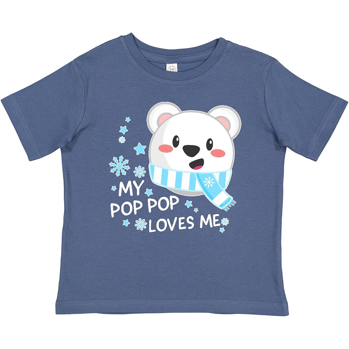 Inktastic My Pop Pop Loves Me Polar Bear Graphic Baby T-Shirt - Cute Grandfather Grandchild Matching Outfit for Family Photos & Special Occasions