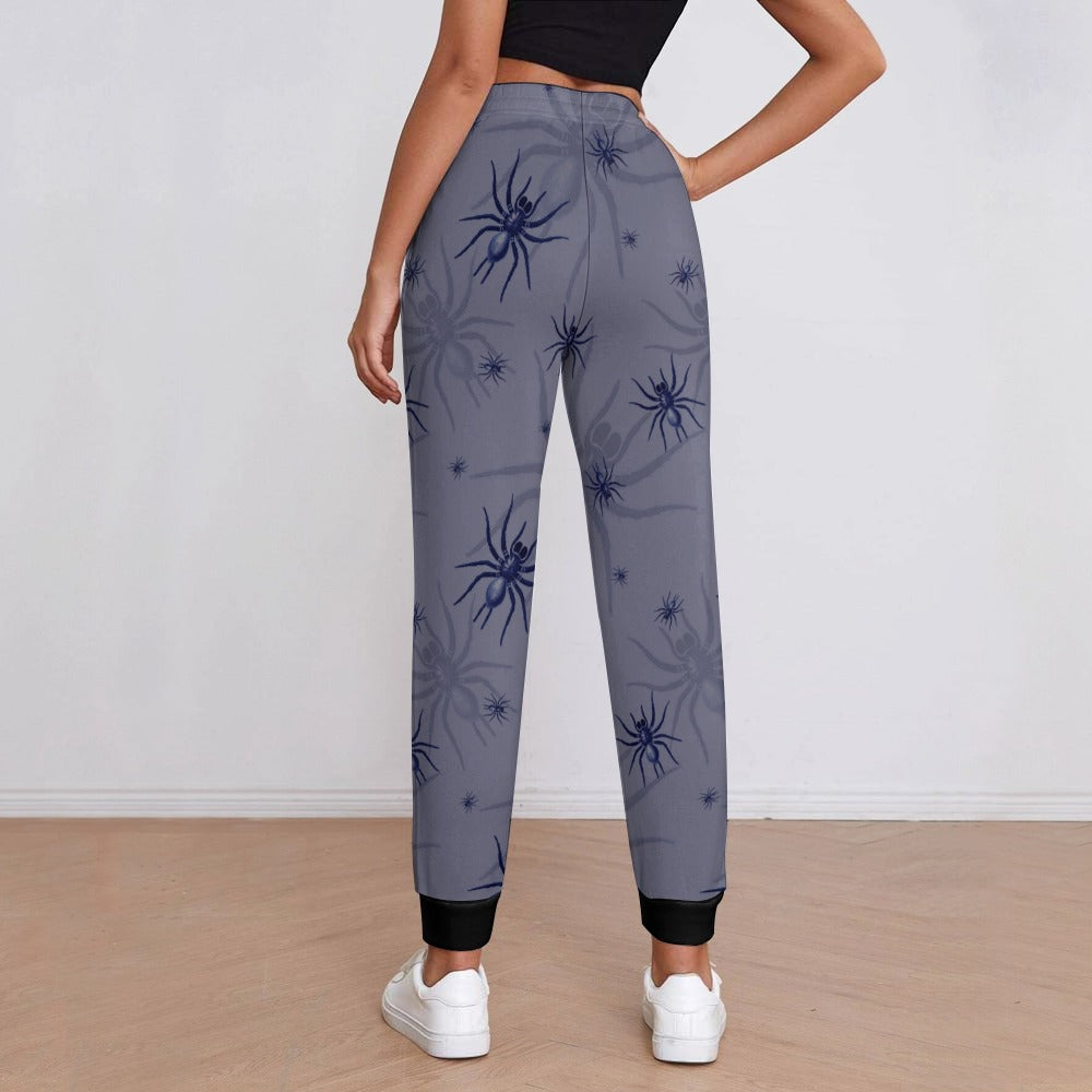 Crawling Spiders Print Sweatpants for Men & Women - Comfortable Joggers with Unique Spider Design - Perfect for Halloween, Cosplay, and Casual Wear