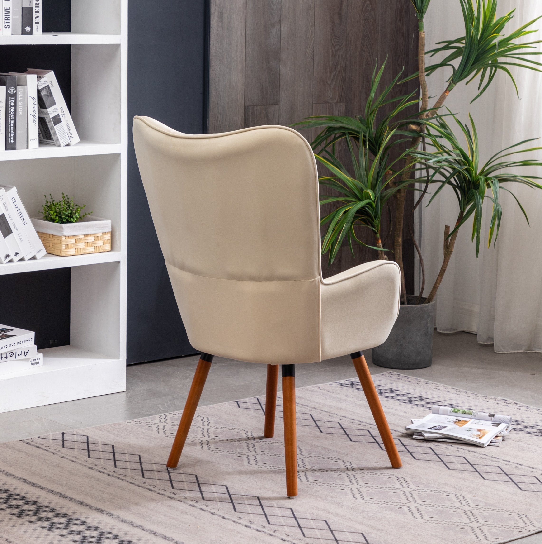 Roundhill Furniture Doarnin Contemporary Silky Velvet Tufted Button Back Accent Chair - White Velvet Upholstered Living Room Chair for Bedroom, Office & Lounge Decor