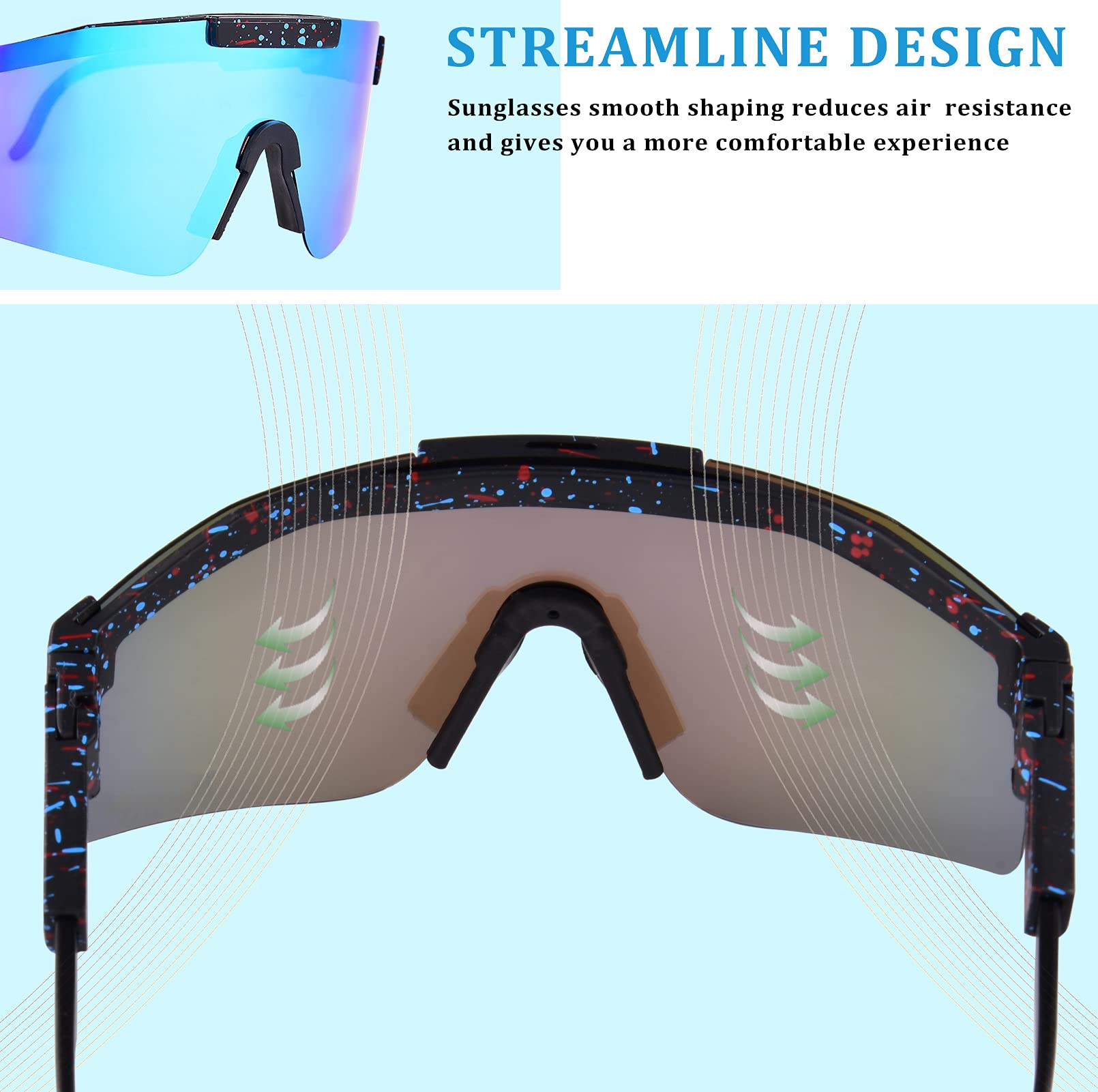 Polarized Sports Sunglasses for Men & Women - UV Protection Cycling Sunglasses for Running, Hiking & Outdoor Activities