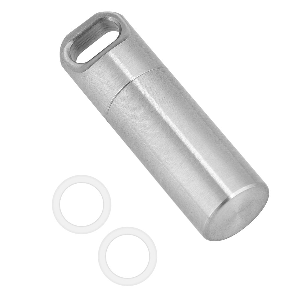 VGEBY Stainless Steel Pill Box Keychain - Waterproof Portable Medicine Container for Travel, Camping & Daily Use - Compact Pill Organizer for Vitamins, Pills & Medication Storage
