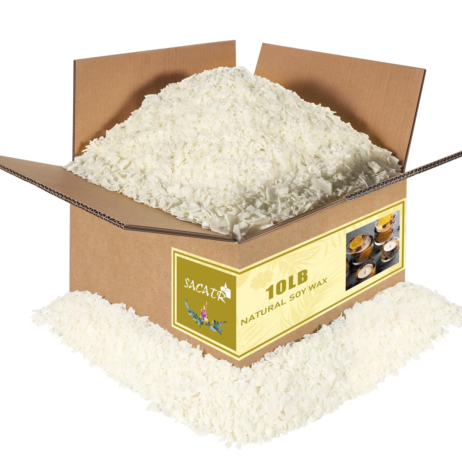 Premium 10LB 100% Pure Natural Soy Wax for Candle Making - No Additives, Vegan & Eco-Friendly Candle Wax - Perfect for DIY Candles, Wax Melts, and Home Fragrance Projects
