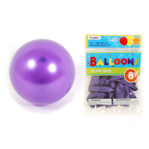 8 Pack Hot Purple Pearlized Balloons - 12 Inch Party Balloons for Birthday, Wedding, Baby Shower & Anniversary Decorations