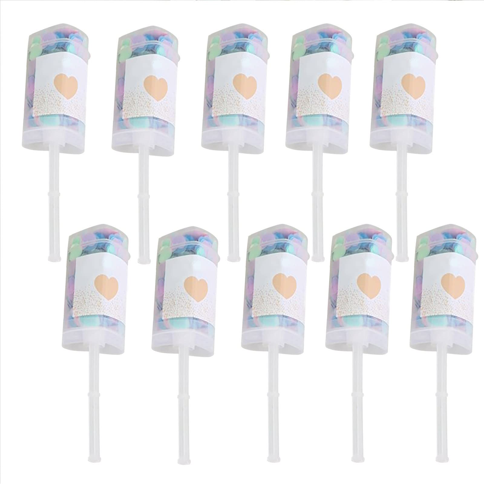 Malltop 10-Pack Heart Shaped Party Decorations - Wedding, Graduation, Baby Shower, Anniversary & Birthday Supplies | Elegant Pusher Paper Decor for Girls, Brides & New Year Celebrations | Perfect for Home, School & Event Decorations