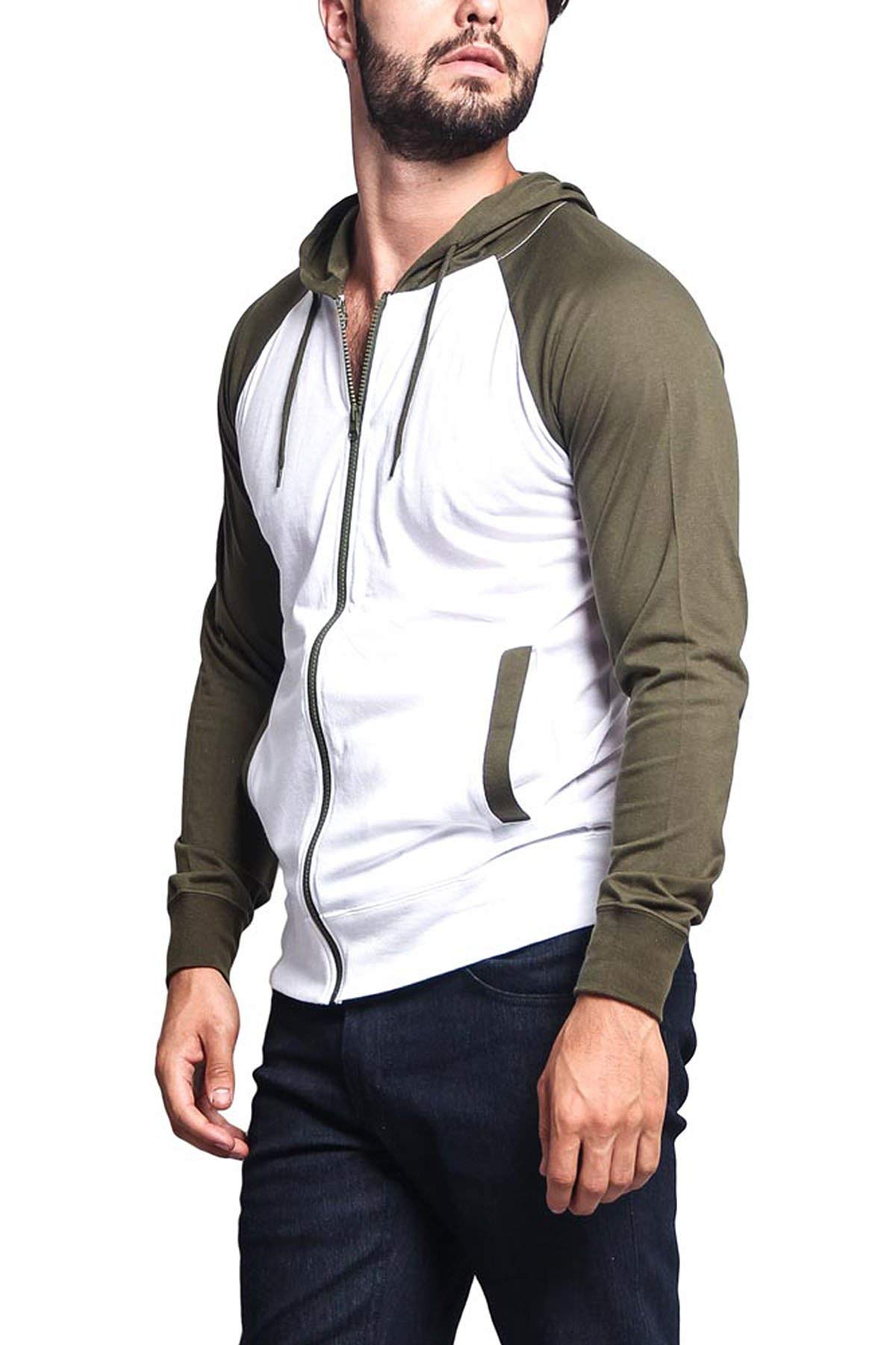 Victorious Men's Lightweight Zip-Up Hoodie Sweatshirt - Comfortable Raglan Sleeve Pullover for Casual Wear, Gym & Outdoor Activities