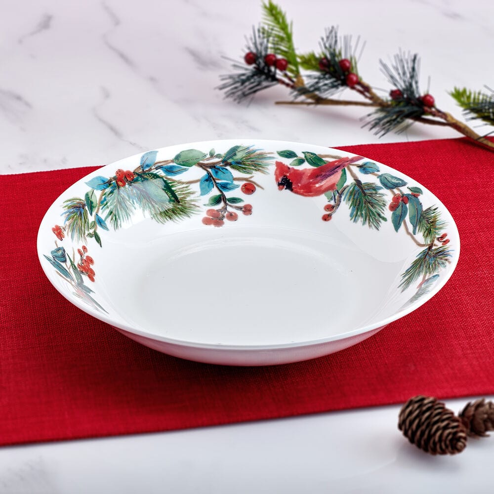 Winter Cardinal Serving Bowl - Elegant Holiday Dinnerware for Christmas & Thanksgiving Entertaining - Perfect for Soups, Salads & Side Dishes