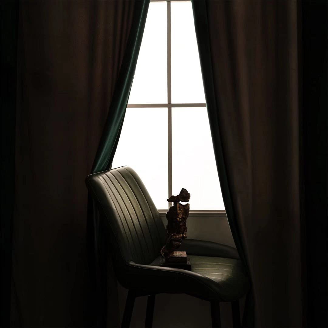 Victree Blackout Velvet Curtains 52x84 Inches - Thermal Insulated Light Blocking Grommet Window Drapes for Bedroom & Living Room, Dark Green Luxury Curtain Panels (Set of 2) - Perfect for Home Theater, Nursery & Shift Workers