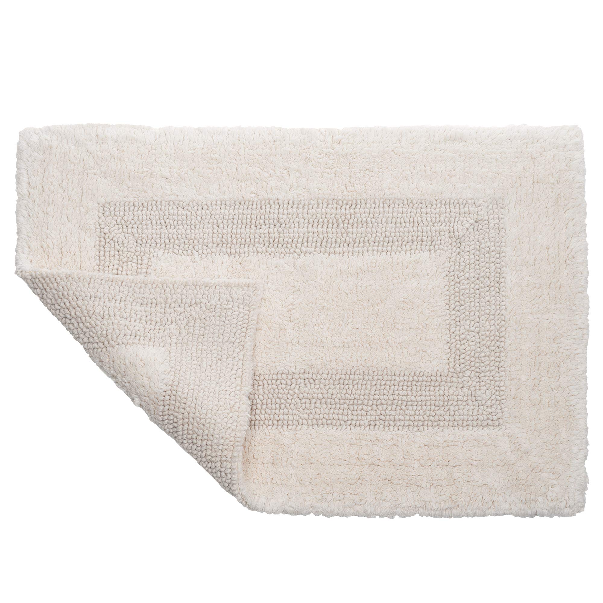 Lavish Home 2-Piece Cotton Bathroom Rug Set - Soft Absorbent Machine Washable Bath Mats for Bathroom, Kitchen & Laundry Room - Non-Slip Floor Mat (Ivory) | Perfect for Bathroom Decor, Shower Mats & Home Essentials