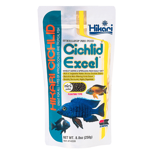 Hikari Cichlid Excel Floating Pellet Fish Food - Premium Tropical & African Cichlid Diet for Enhanced Color & Growth - Ideal for Aquarium, Pond & Outdoor Fish Tanks