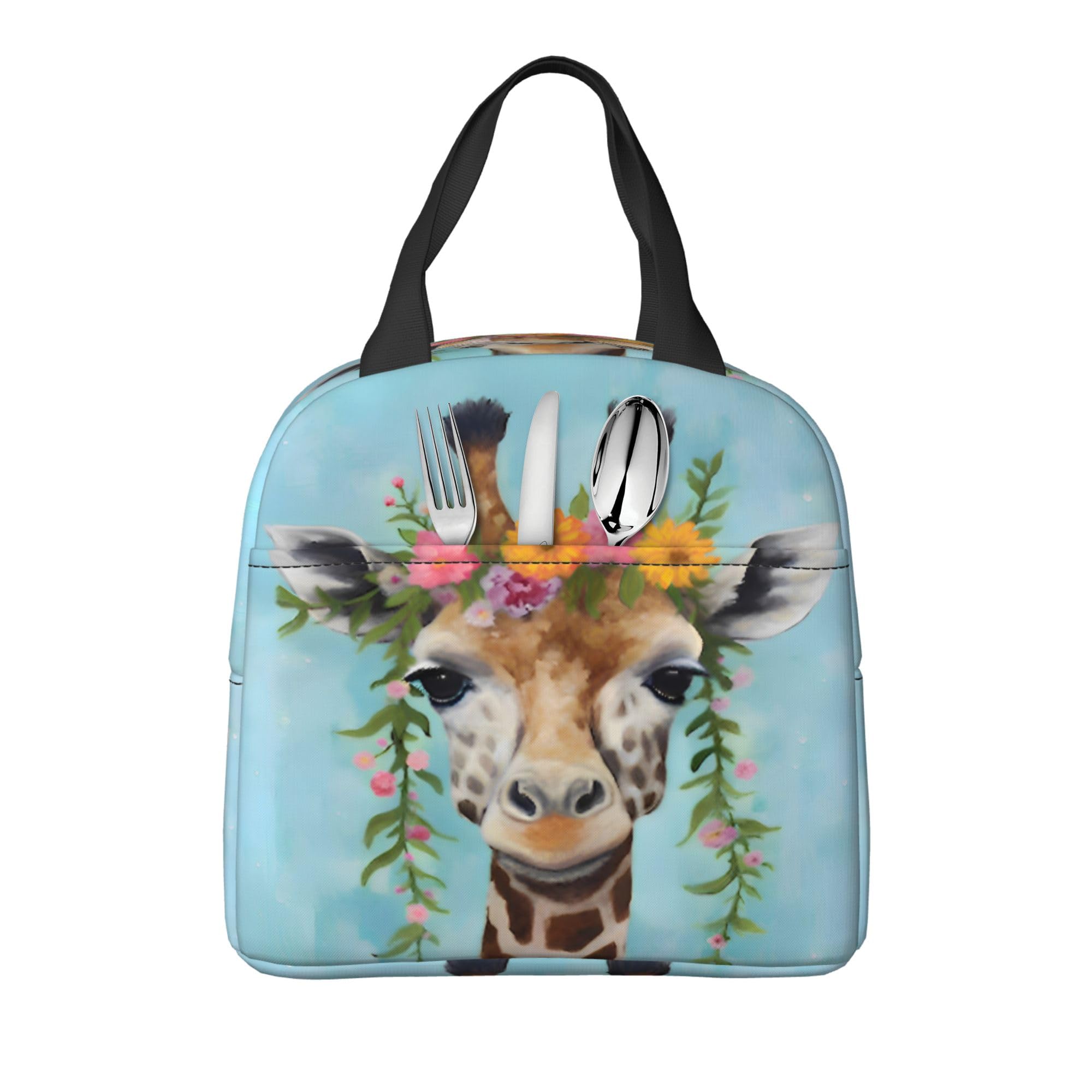 Insulated Giraffe Wreath Lunch Box for Kids - Reusable Thermal Lunch Bag for Boys & Girls, Perfect for School, Camping, Hiking, Picnic, Beach & Travel - Ideal for Keeping Food Fresh On-the-Go