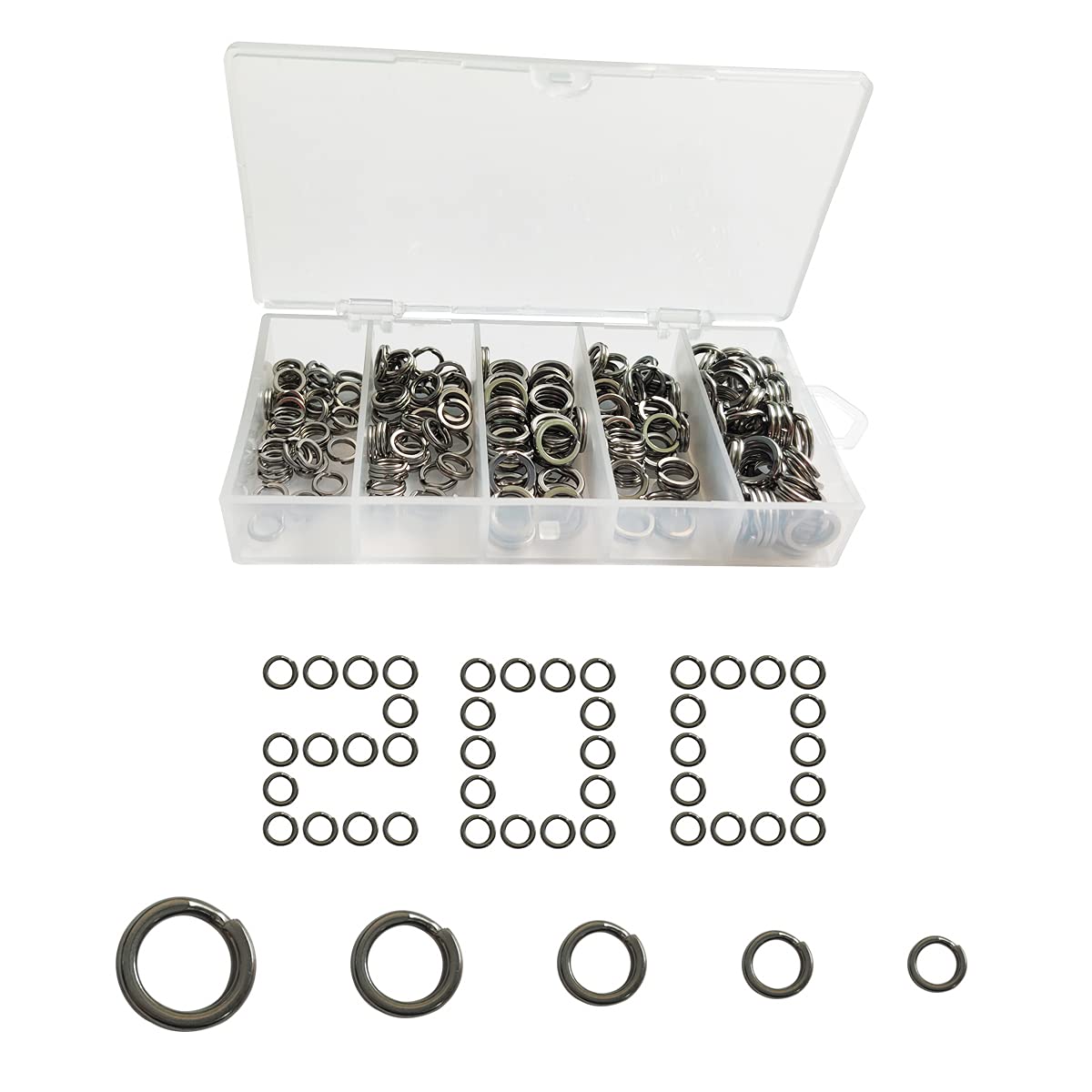 200 PCS Stainless Steel Fishing Split Rings - Durable Lure Connectors & Jewelry Making Findings - Mini Keychain Rings & Open Jump Rings for Fishing Tackle, DIY Crafts, and Jewelry Accessories