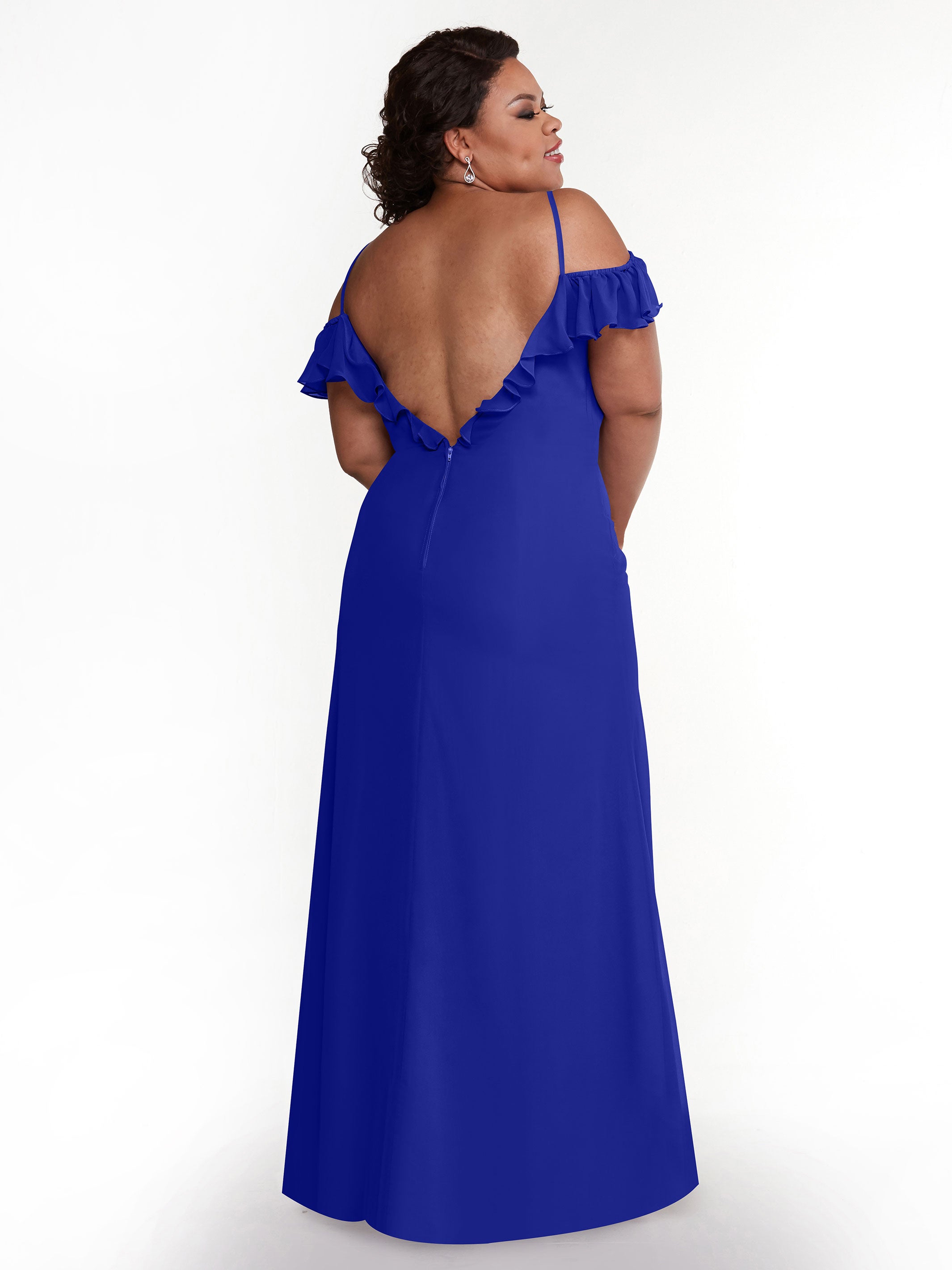Elegant 80172 Chiffon Off-The-Shoulder A-Line Bridesmaid Dress with Ruffled Neckline - Perfect for Weddings, Formal Events & Evening Parties