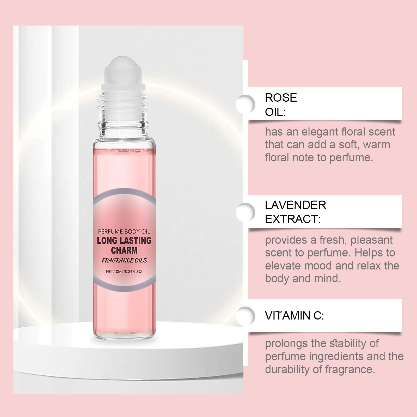 Floral Roll-On Perfume for Women - Long Lasting Fragrance, Odor Control, Compact & Portable - Perfect for Daily Use, Travel, and Intimate Gifts