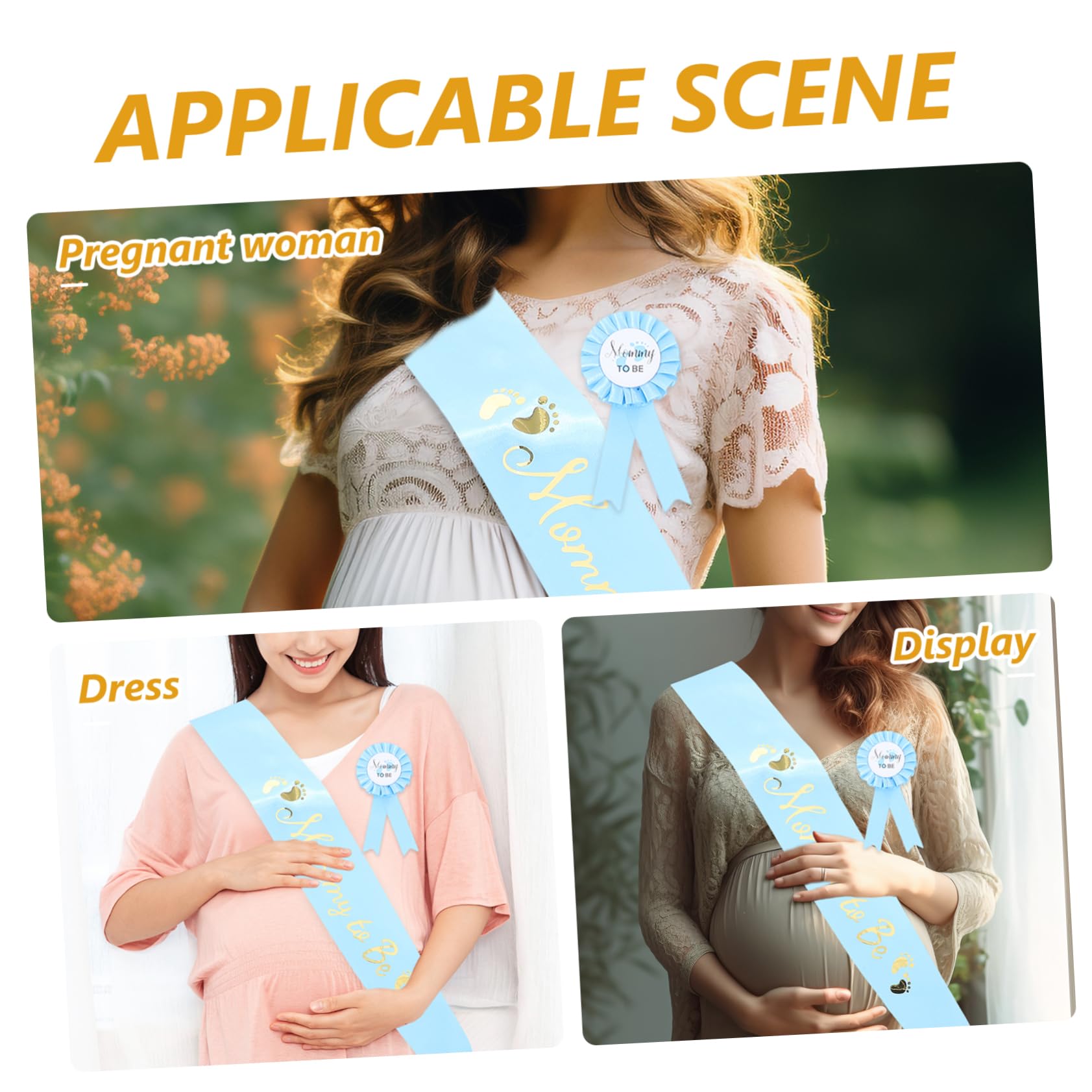 IWOWHERO Maternity Shoulder Sash & Badge Set - Mom to Be Shower Pin, Dad to Be Badge - Perfect for Baby Shower, Gender Reveal & Pregnancy Announcement Parties